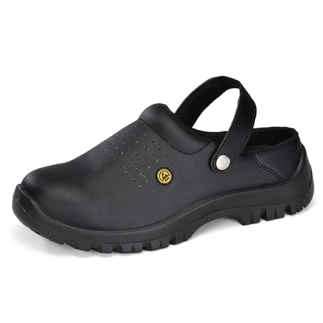 Zapatos de trabajo de cocina con punta de acero para chef de la industria alimentaria CleanShield SB | L-7096BK