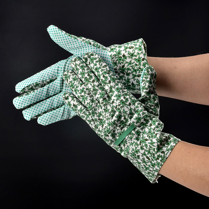 Guantes de trabajo de jardín punteado de PVC FL-5533
