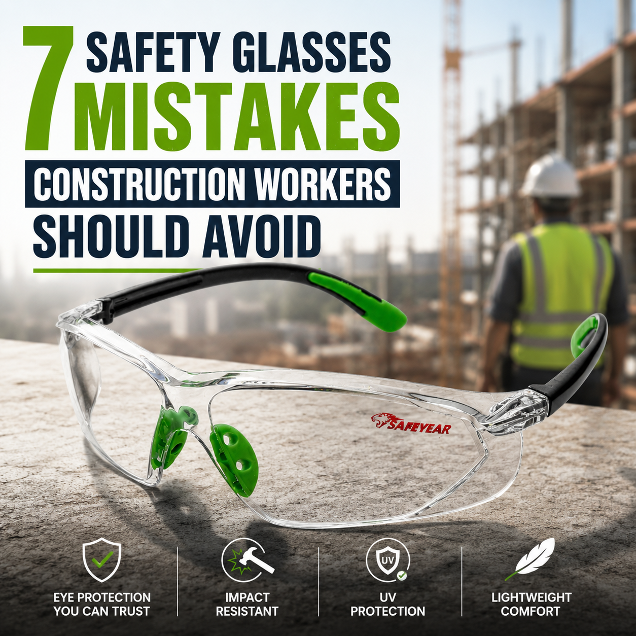 7 Errores al Usar Gafas de Seguridad en la Construcción