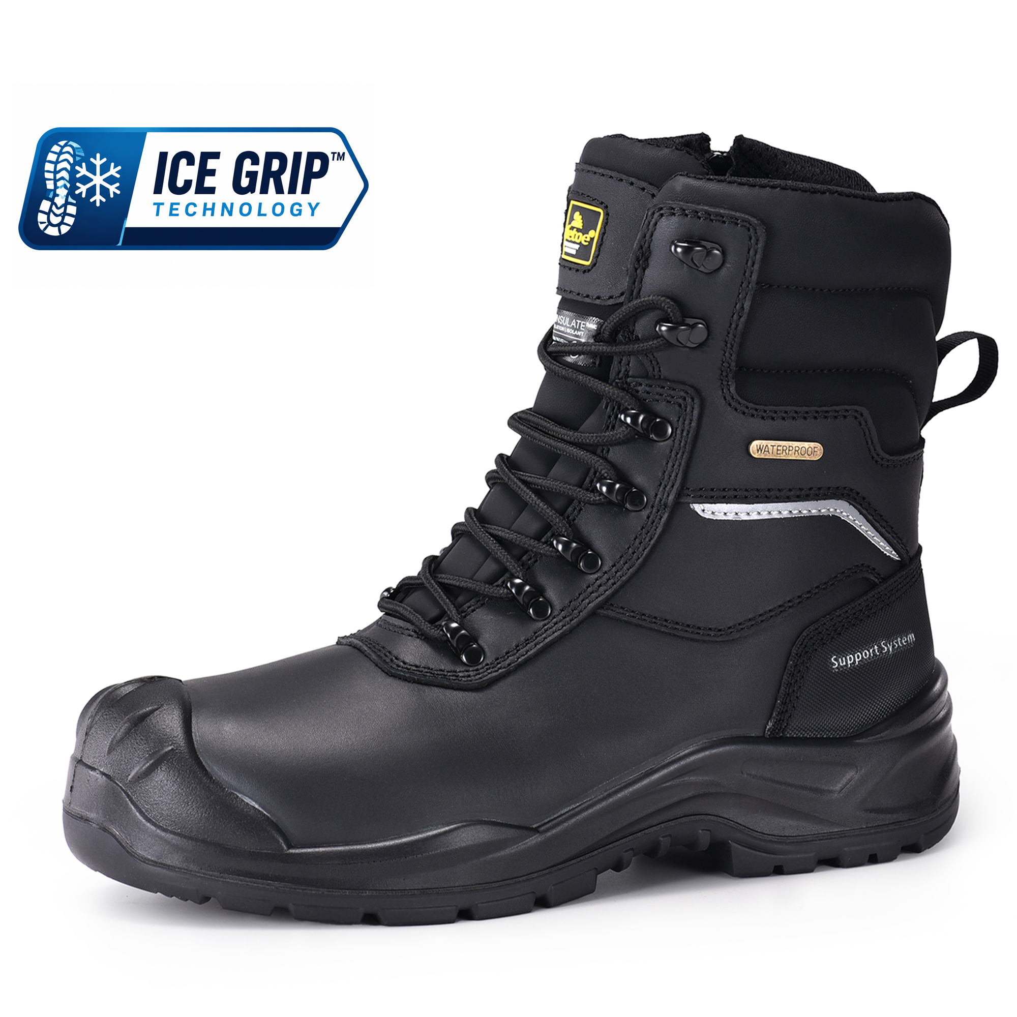 Botas de seguridad IceGrip para frío extremo con aislamiento de 400 g y cremallera impermeable | H-9552 Agarre de Hielo