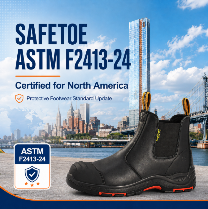 Los zapatos de seguridad SAFETOE obtienen la certificación ASTM F2413-24, lo que garantiza una protección integral para los trabajadores norteamericanos