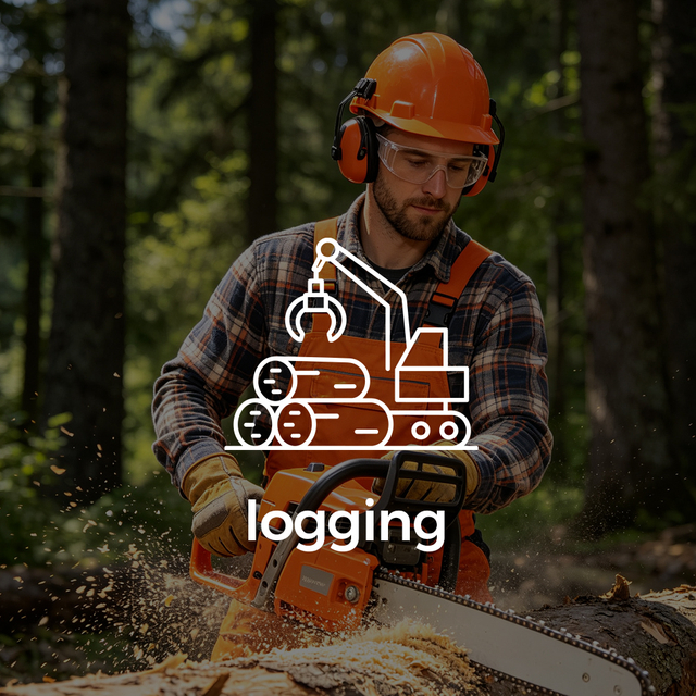 Trabajador forestal usando casco de seguridad
