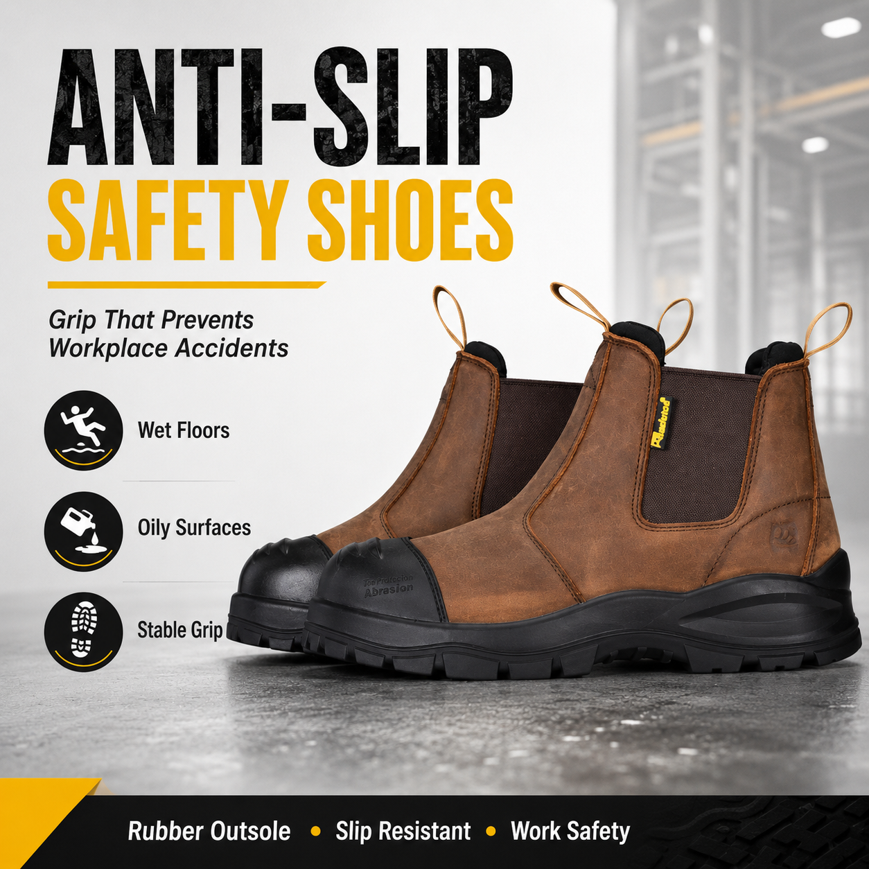 No le faltan zapatos de seguridad: le falta una verdadera protección antideslizante