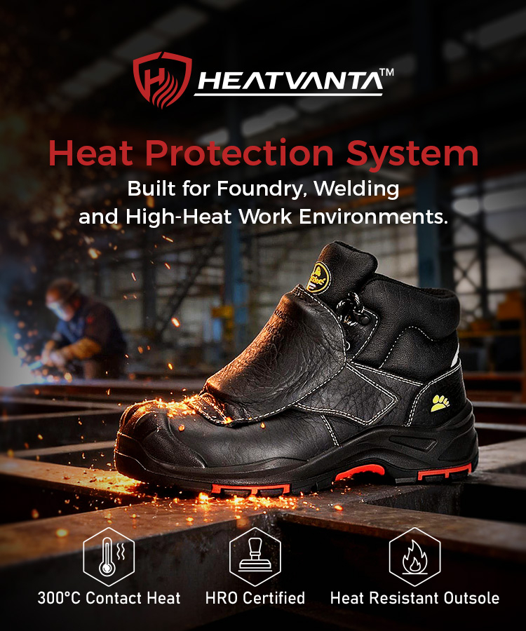 Suela resistente al calor HeatVanta™ para botas de seguridad de soldadura y fundición
