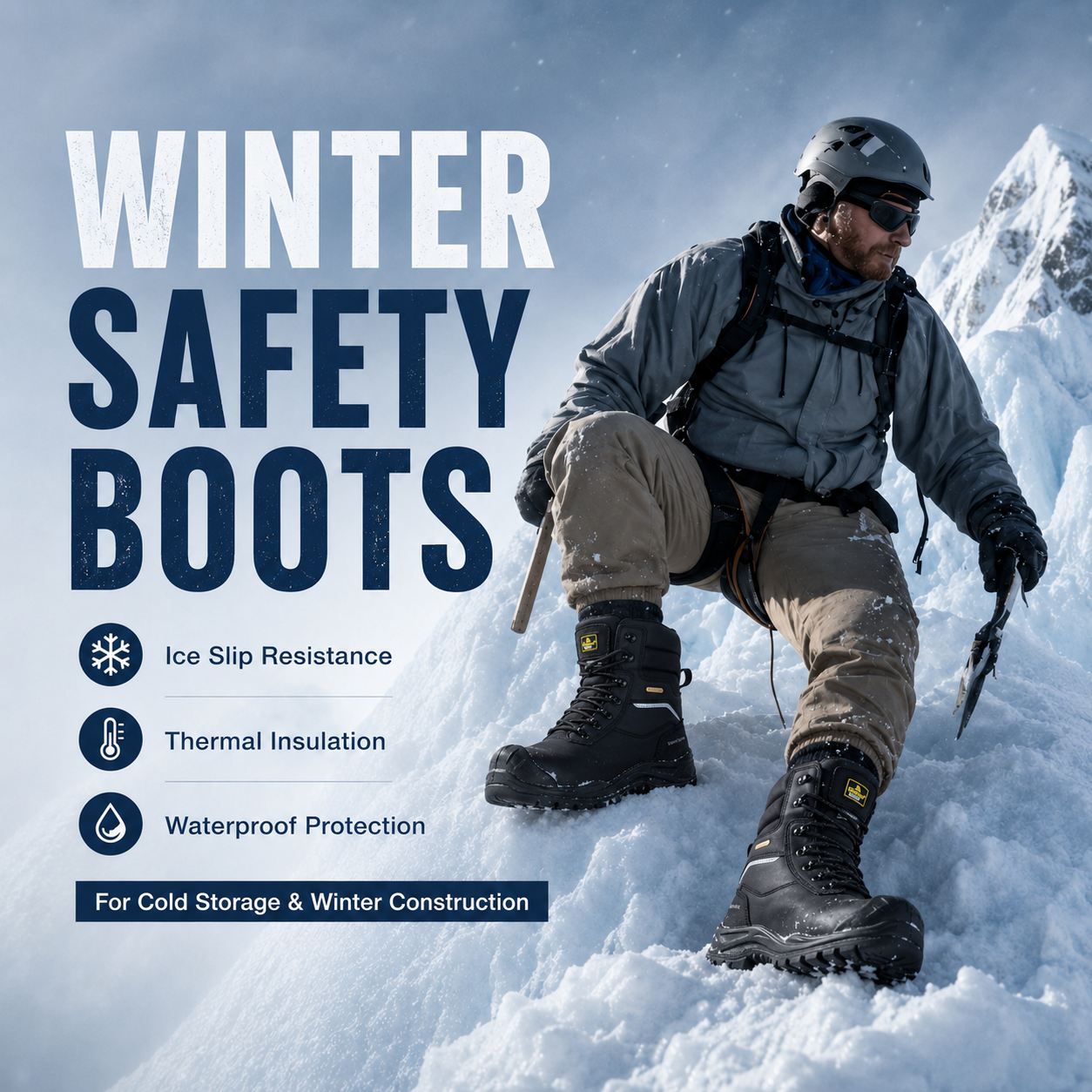 Botas de seguridad antideslizantes para hielo: Safetoe H-9552 IceGrip para almacenamiento en frío y trabajo en invierno